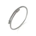 Bracciale rigido a cavo ritorto in acciaio inossidabile argento con terminali a sfera - Consistenza della corda d'argento