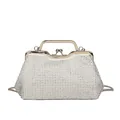 Elegante weiße Strass-Abendtasche mit Metallgriff und Ketten-Schultergurt für Damen - Weiß