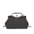 Sparkling black shell evening bag with silver rhinestones and a metal chain strap - Silver