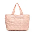 Bolso tote acolchado rosa con diseño de rombos y gran capacidad para un estilo casual - Rosa