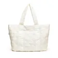 Bolso tote acolchado blanco con patrón de rombos y diseño interior espacioso - Blanco