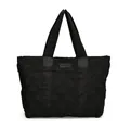 Bolso tote acolchado negro con diseño de rombos y etiqueta de America Singing - Negro