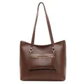 Bolso tote marrón grande con correas de hombro y un pequeño bolso frontal extraíble - Marrón
