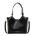 Borsa tote retrò nera classica con dettagli dorati e tracolla regolabile rimovibile - Nero