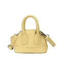 Mini yellow crossbody bag with litchi grain leather texture and silver hardware details - Yellow