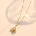 Golden titanium steel Christmas tree necklace with sparkling rhinestones and cross chain - Rotating Christmas Tree (X1451) / Gold