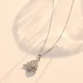 Titanium steel necklace with rotating snowflake Christmas tree pendant in silver finish - Rotating Christmas Tree (X1452) / Silver