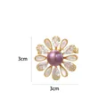 Élégante broche fleur dorée 3cm avec perle violette et zircons clairs brillants - Broche Cuju Miniature En Perles D'eau Douce Xx0152