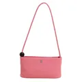 Borsa a spalla rosa in finta pelle con logo H e ciondolo a sfera nera sulla tracolla - Rosa