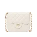 Elegant cream white quilted crossbody bag with gold chain strap and twist-lock closure - Large / Off White