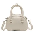 Borsa a tracolla minimalista bianco crema con manico a sfera e tracolla regolabile - Bianco