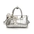 Silberne Metallic-Handtasche mit Polka-Dot-Schleife und verstellbarem Schultergurt - Silber