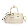 Beige Boston-Tasche mit ZSKE & BAGS FASHION Logo und schwarz-weißem gepunktetem Schal - Gebrochenes Weiß