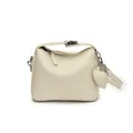 Elegante bolso bandolera blanco crema con textura de lichi y colgante de corazón - Con Colgante de Corazón / Blanco Roto