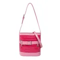 Pink crocodile embossed bucket bag with adjustable strap and silver metal buckle - Crocodile Pattern / Rose Red