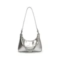 Metallisch silberne Hobo-Tasche mit modischer Metallkette und dezentem Schulterriemen - Silber