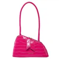 Borsa sottospalla rosa acceso con trama a coccodrillo e design asimmetrico moderno - Rosa Rosso