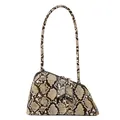 Sac à bandoulière asymétrique avec motif serpent marron et détail décoratif plissé - Imprimé serpent
