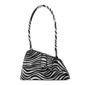 Sac à épaule asymétrique imprimé zèbre avec double fermeture éclair et logo doré - Imprimé zèbre