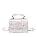 Mini-Umhängetasche in Silber-Laseroptik mit Stern-Detail und Ketten-Schultergurt - Aurora Silber