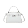 Elegante bolso bandolera blanco con acabado brillante y hebilla plateada de mujer - Blanco