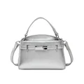 Bolso de mano plateado efecto espejo en cuero con hebilla metálica y correa ajustable - Plateado