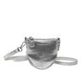 Mini sac bandoulière argenté brillant en forme de cœur avec texture grainée litchi - Argent