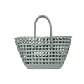 Fashionable light green hollow woven jelly basket bag with thick sturdy handles - Gray