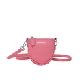 Mini sac à bandoulière en cuir rose à texture litchi avec lettrage argenté Fashion - Rose