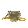 Sac bandoulière doré à grain litchi avec fermeture éclair et bandoulière amovible - Or