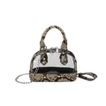 Sac à main transparent avec finitions en serpent et bandoulière en chaîne argentée - Kaki