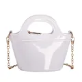 Mini white jelly bag with glossy finish, gold chain strap, and arc handle for women - White