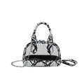 Mini sac à main coquillage en PVC transparent et imprimé serpent avec chaîne - Blanc