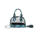 Sac transparent en PVC avec bordure imprimé zèbre bleu et doubles bandoulières - Bleu