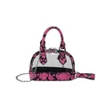 Sac bandoulière transparent en forme de coquille avec garniture léopard rose et chaîne - Rose rouge