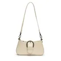 Minimalist cream white underarm baguette bag with vintage bronze metal buckle and strap - Off White