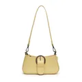 Minimalist beige PU leather underarm bag with vintage bronze metal ring buckle - Sweet Pomelo