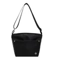 Lightweight black nylon crossbody bag with adjustable strap and silver metal hardware - Black