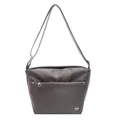 Taupe oxford cloth crossbody bag with adjustable strap and multiple zip pockets - Gray