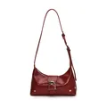 Sleek wine red patent leather underarm bag with glossy finish and silver buckle - Red