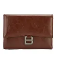 Portefeuille marron pliable en cuir huilé avec boucle métallique B argentée - Marron