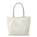 Sac fourre-tout minimaliste en nylon imperméable blanc crème avec anses en cuir brun - Blanc