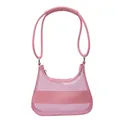Pink jelly shoulder bag in transparent PVC with stylish synthetic leather straps - Rose Pink