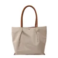 Waterproof nylon tote bag in beige with brown shoulder straps for casual style - Khaki