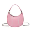 Mini-Handtasche in rosa Baseball-Form mit weißen Ziernähten und einer modischen Kugelkette - Rosa