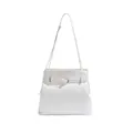 Bolso de hombro minimalista de cuero PU blanco con hebilla de plata y correa delgada - Blanco
