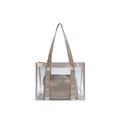 Transparent PVC beach tote bag with a champagne gold inner pouch and top handles - Khaki