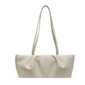 Borsa a tracolla oversize bianco crema con dettagli plissettati e spalline lunghe - Giallo Chiaro