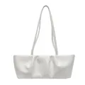 Elegante borsa a spalla plissettata bianca in ecopelle martellata con doppi spallacci - Bianco