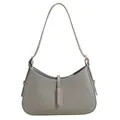 Minimalist grey PU leather underarm bag with a sleek crescent shape and metal buckle - Blue